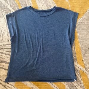 Blue Cropped Crew Neck Muscle Shirt- Rouge!